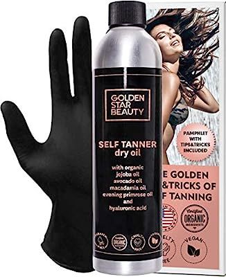 Self Tanner - Sunless Tanning Oil, Organic Spray Tan w/Hyaluronic Acid and Latex Gloves & Booklet... | Amazon (US)