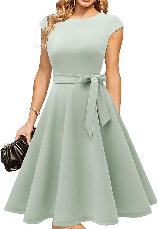 DRESSTELLS Women's Cocktail Dresses, Formal Wedding Guest Modest Church Vintage Tea Party Midi Ev... | Amazon (US)