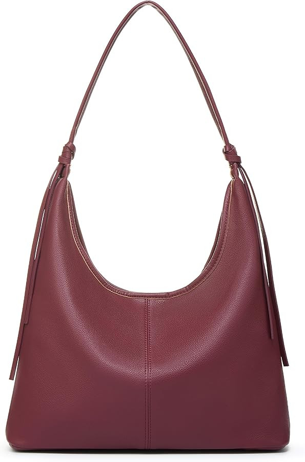 Vegan Leather Slouchy Hobo Purses for Women, Tote Handbags Shoulder Satchel with Tassel Ribbon | Amazon (US)