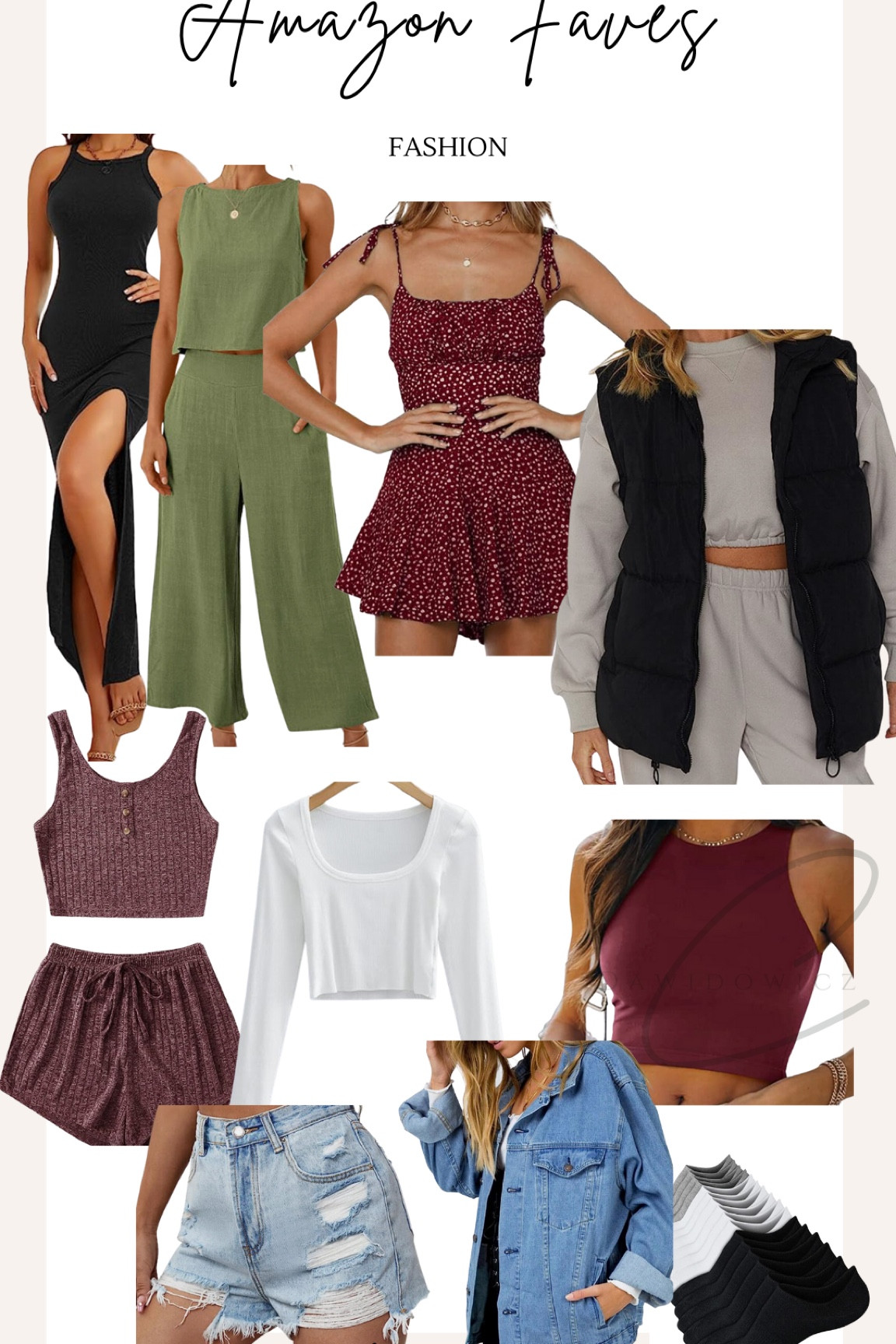 Amazon fashion faves 

Amazon clothes 
Puffer vest
Amazon romper 
Crop top
Amazon set
Petite clothing 
Amazon prime day 

#LTKsalealert #LTKxPrimeDay #LTKunder100