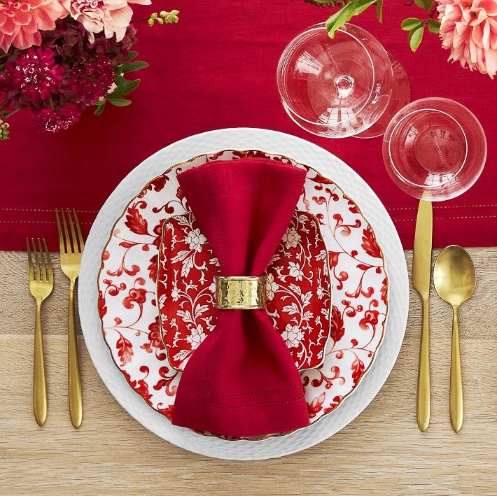 Marlo Thomas Red Floral Appetizer Plates, Set of 4 | Williams-Sonoma