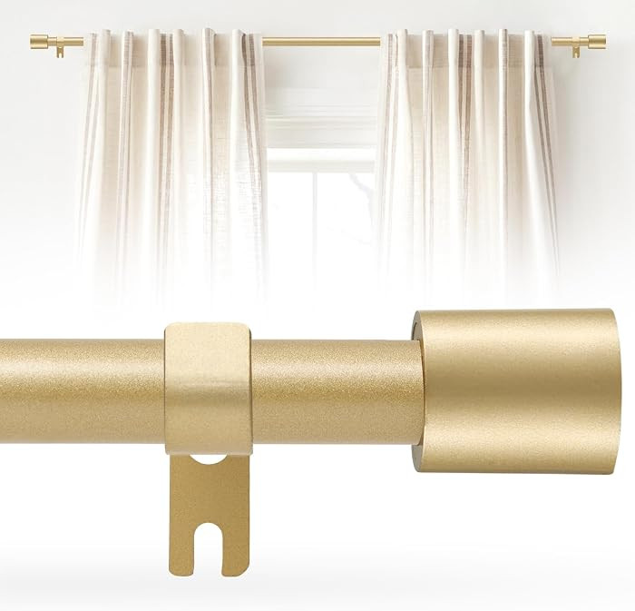 Gold Curtain Rod for Windows 28 to 48 Inch, 5/8 Inch Splice Adjustable Curtain Rod Gold with 2 Br... | Amazon (US)