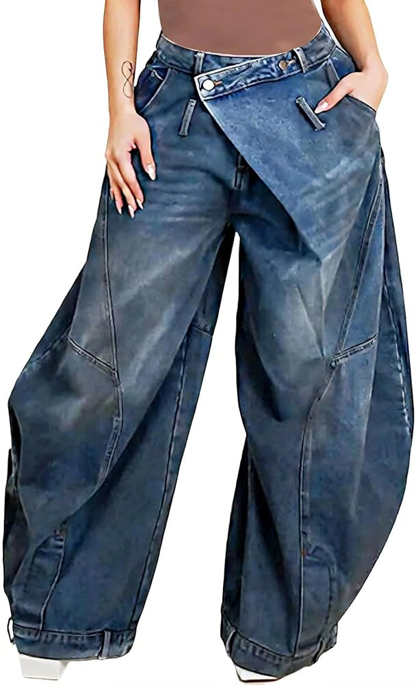 Geulis Baggy Jeans Women High Waisted Wide Leg Trendy Boyfriend Denim Pants Barrel Jeans Streetwe... | Amazon (US)