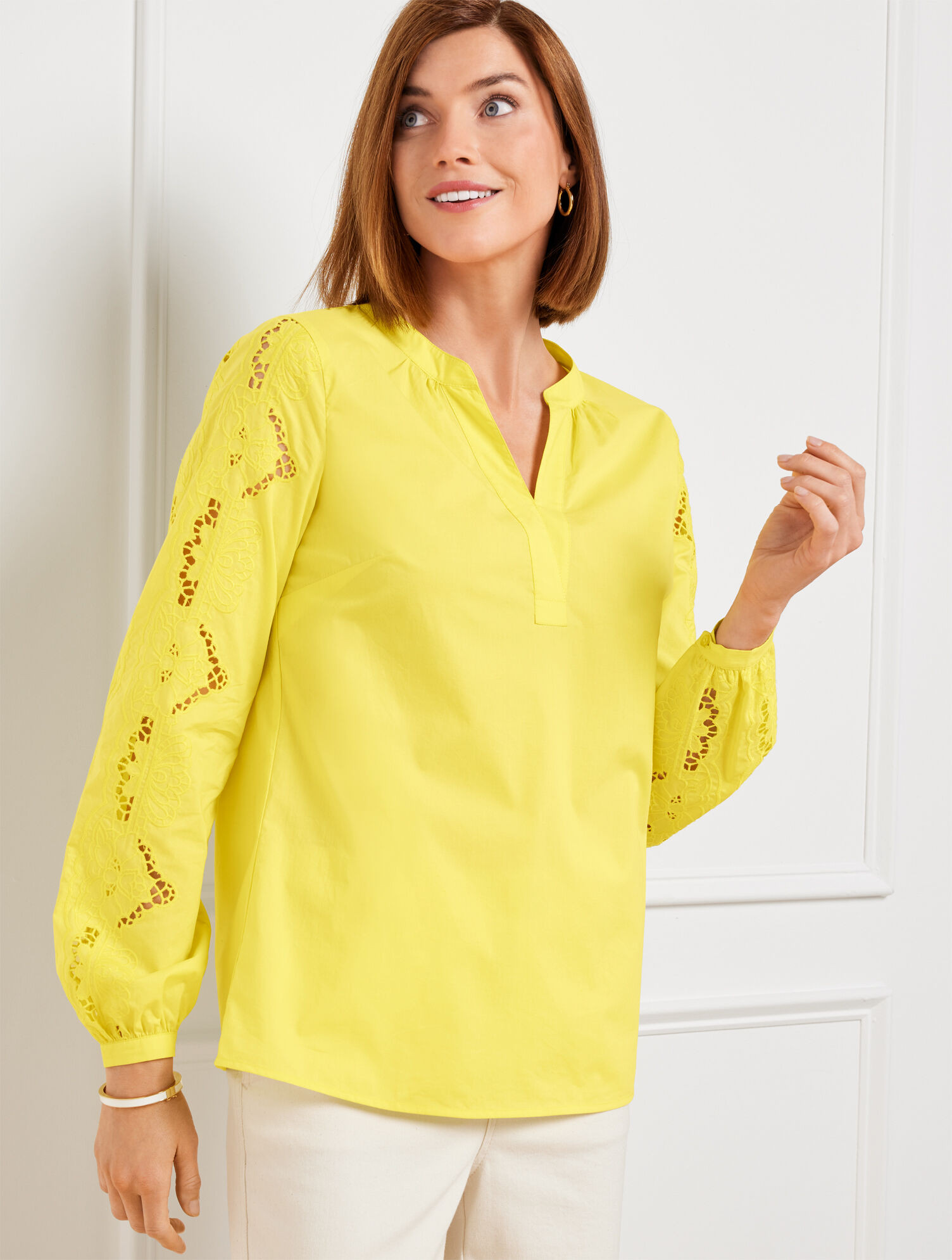 Embroidered Poplin Top | Talbots