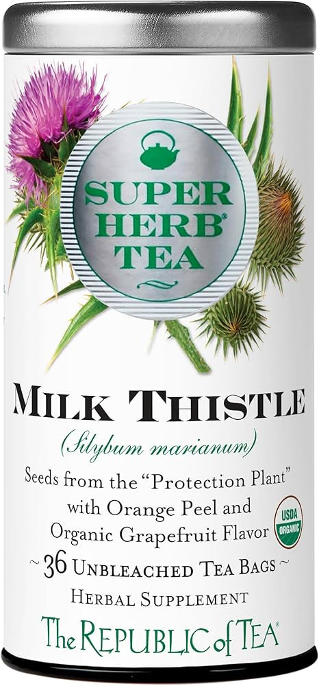 The Republic of Tea — Organic Milk Thistle SuperHerb Tea Tin, 36 Herbal Tea Bags, Naturally Caf... | Amazon (US)