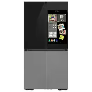 Bespoke 36 in. 29 cu. ft. 4-Door Flex Refrigerator with Family Hub+ in Charcoal Glass and Stainless Steel Panels | The Home Depot