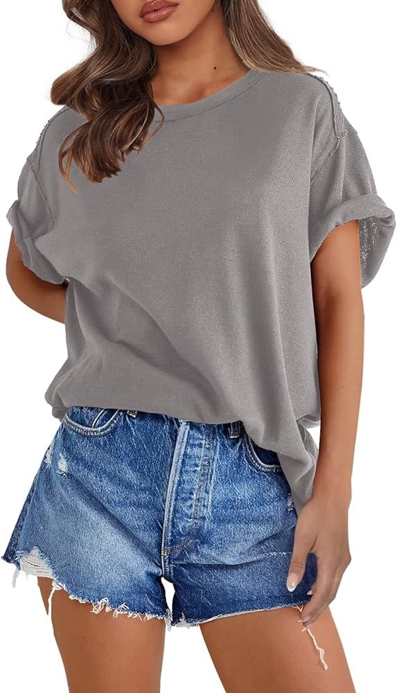 SENSERISE Womens Oversized T Shirts Crewneck Short Sleeve Summer Athletic BF Tees Shirt Loose Fit... | Amazon (US)