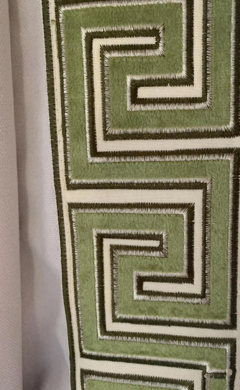 Velvet Greek Key Trimmed Curtains, Extra Wide Border, Pleated/color Options - Etsy | Etsy (Global)