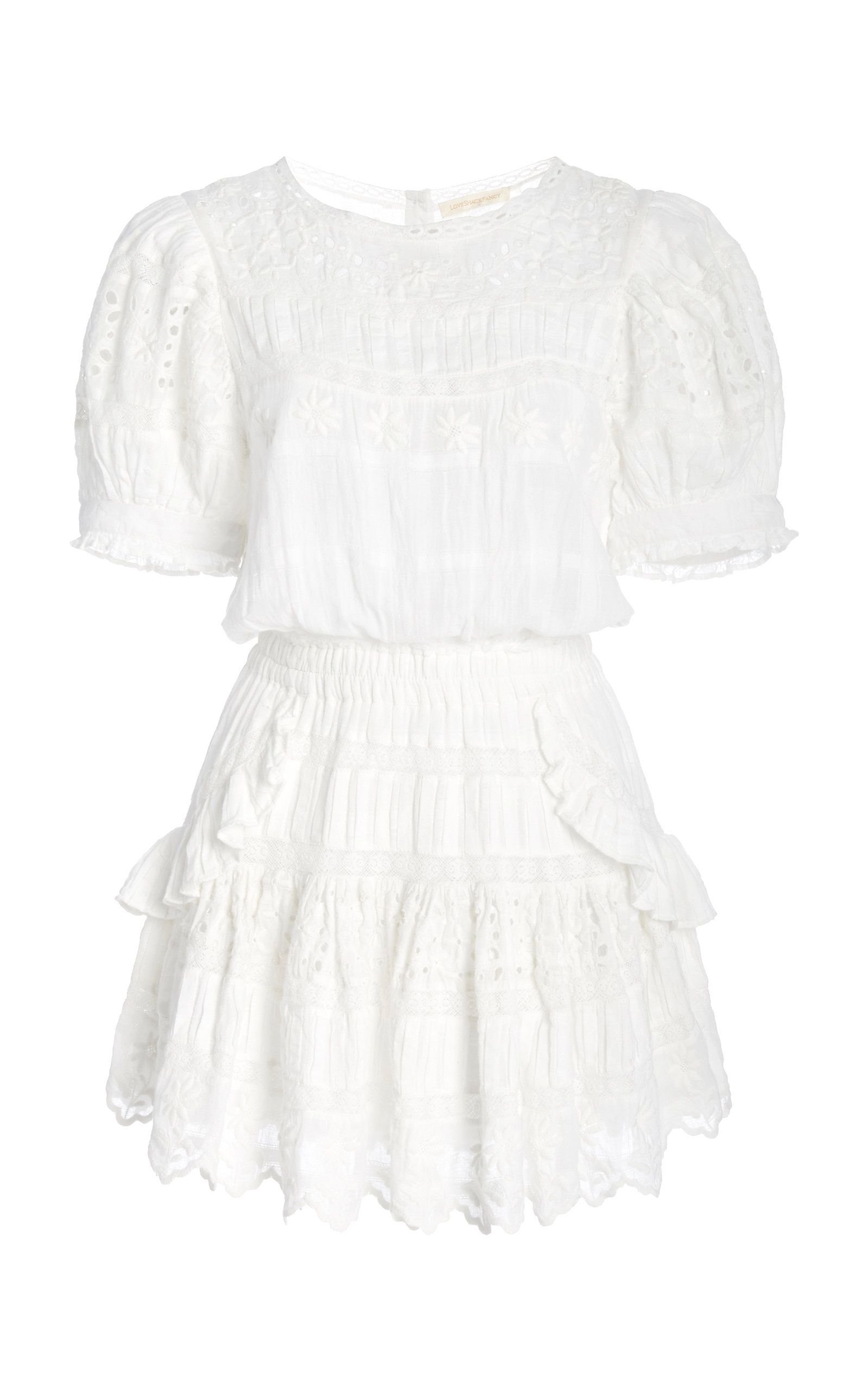 LoveShackFancy Augustine Broderie Anglaise Cotton-Voile Mini Dress | Moda Operandi Global