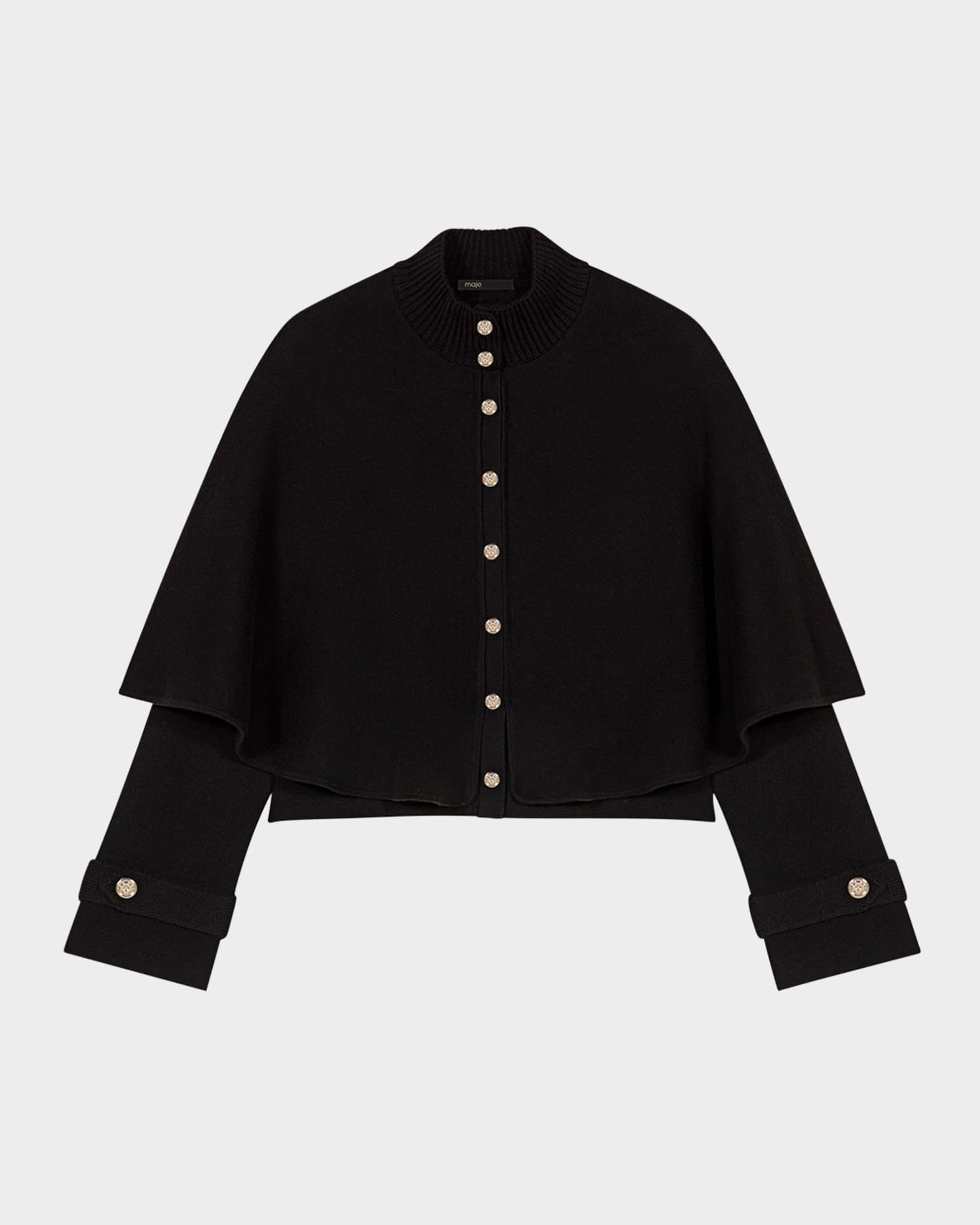 Maje Mycape Blocked-Knit Layered Cardigan | Neiman Marcus