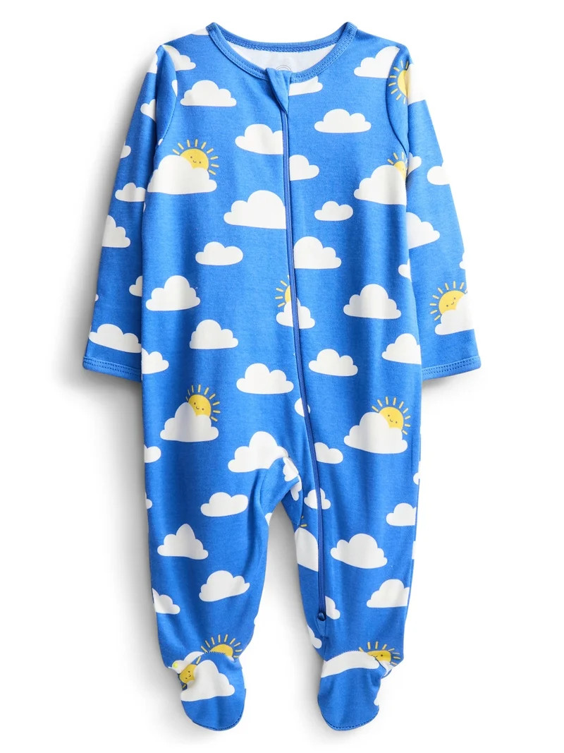 Wonder Nation Baby Boys or Girls Zip Front Footed Pajamas, Sizes Preemieie-6/9 Months | Walmart (US)