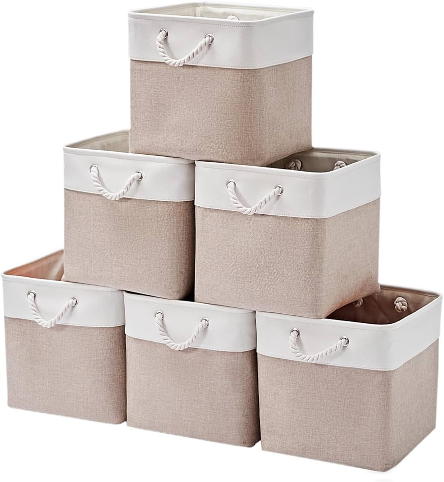 13 x 13 Inch Storage Cubes，6 Pack Cube Storage Bins for Shelves，Fabric Collapsible Storage Bi... | Amazon (US)
