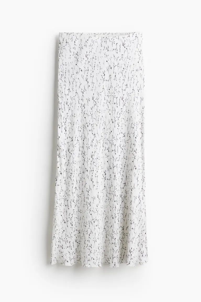 Viscose crêpe skirt - White/Floral - Ladies | H&M GB | H&M (UK, MY, IN, SG, PH, TW, HK)