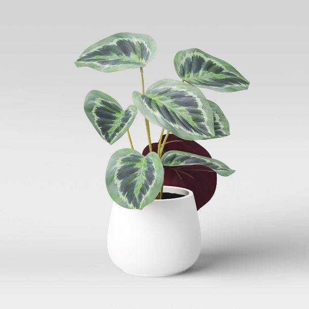 Mini Artificial Caladium in Textured White Ceramic Pot Dark Green - Opalhouse&#8482; | Target