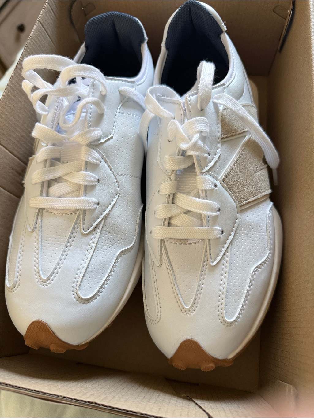 New Balance White Sneakers With Tan Accents | Poshmark