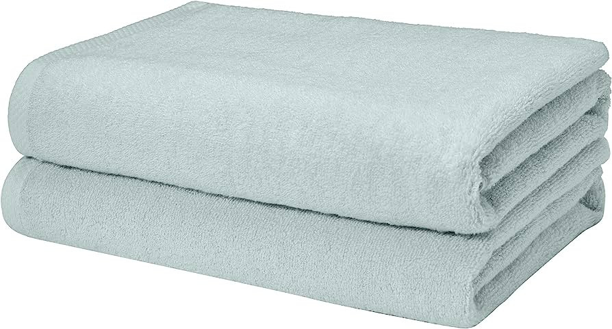 Amazon Basics Quick-Dry Bath Towels - 100% Cotton, 2-Pack, Ice Blue | Amazon (US)