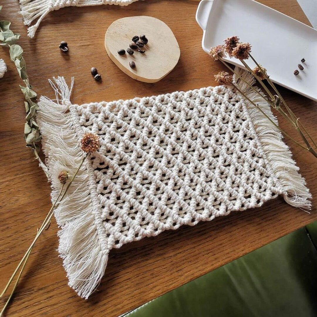 Macrame Coasters Macrame Table Decor Boho Dining Macrame - Etsy | Etsy (US)
