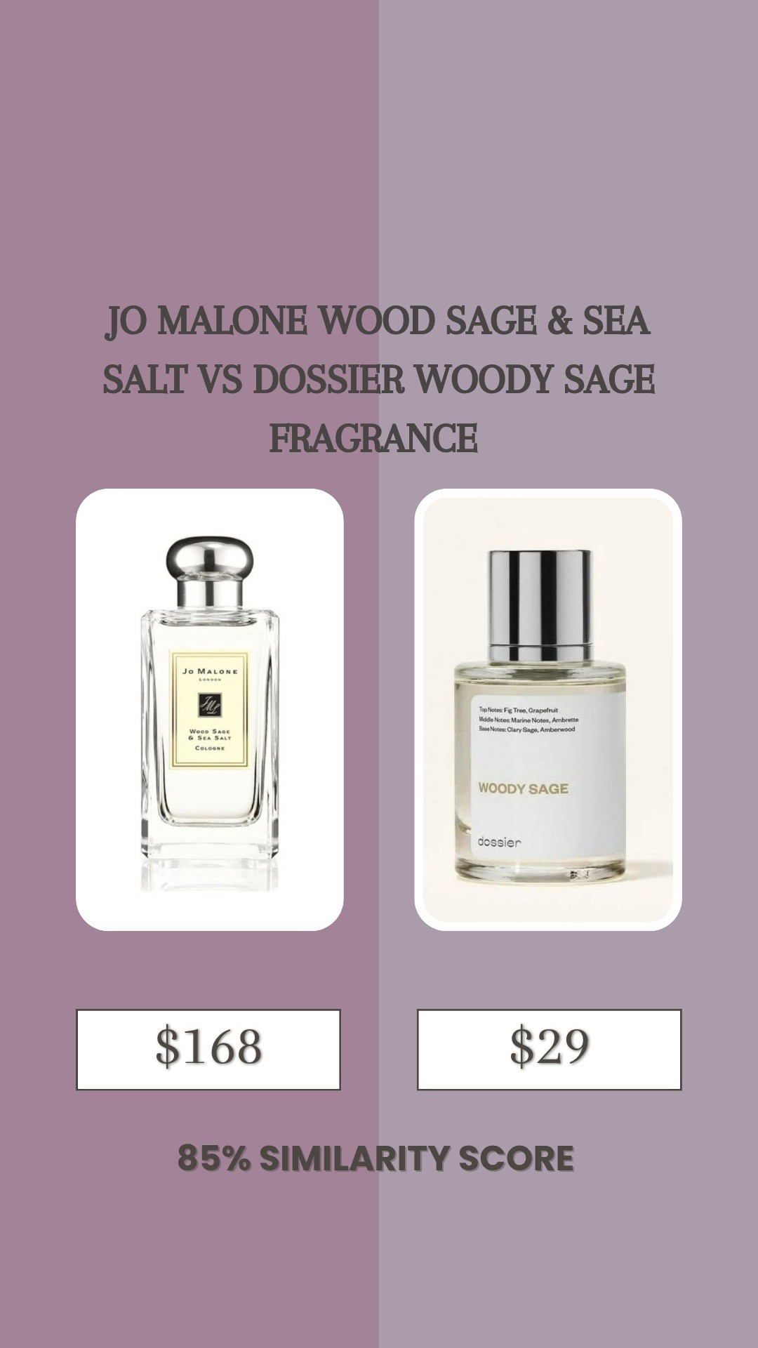 Jo Malone Wood Sage & Sea Salt VS Dossier Woody Sage 

#LTKBeauty #LTKFindsUnder50 #LTKU