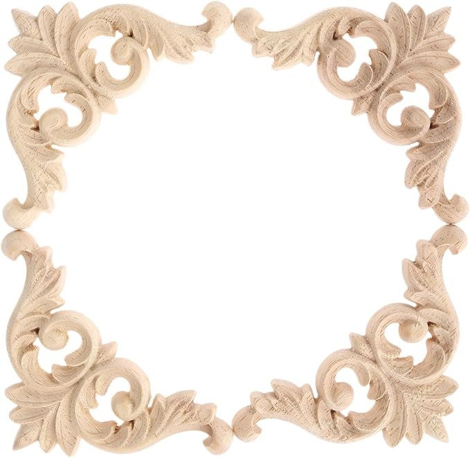 MUXSAM Wood Carved Applique Corner Onlay for Furniture Decoration, 4-Pack Unpainted Wooden Carvin... | Amazon (US)