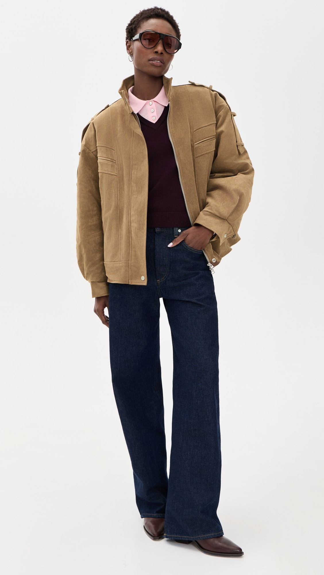 Source Unknown Tova Faux Suede Bomber Jacket | Shopbop | Shopbop