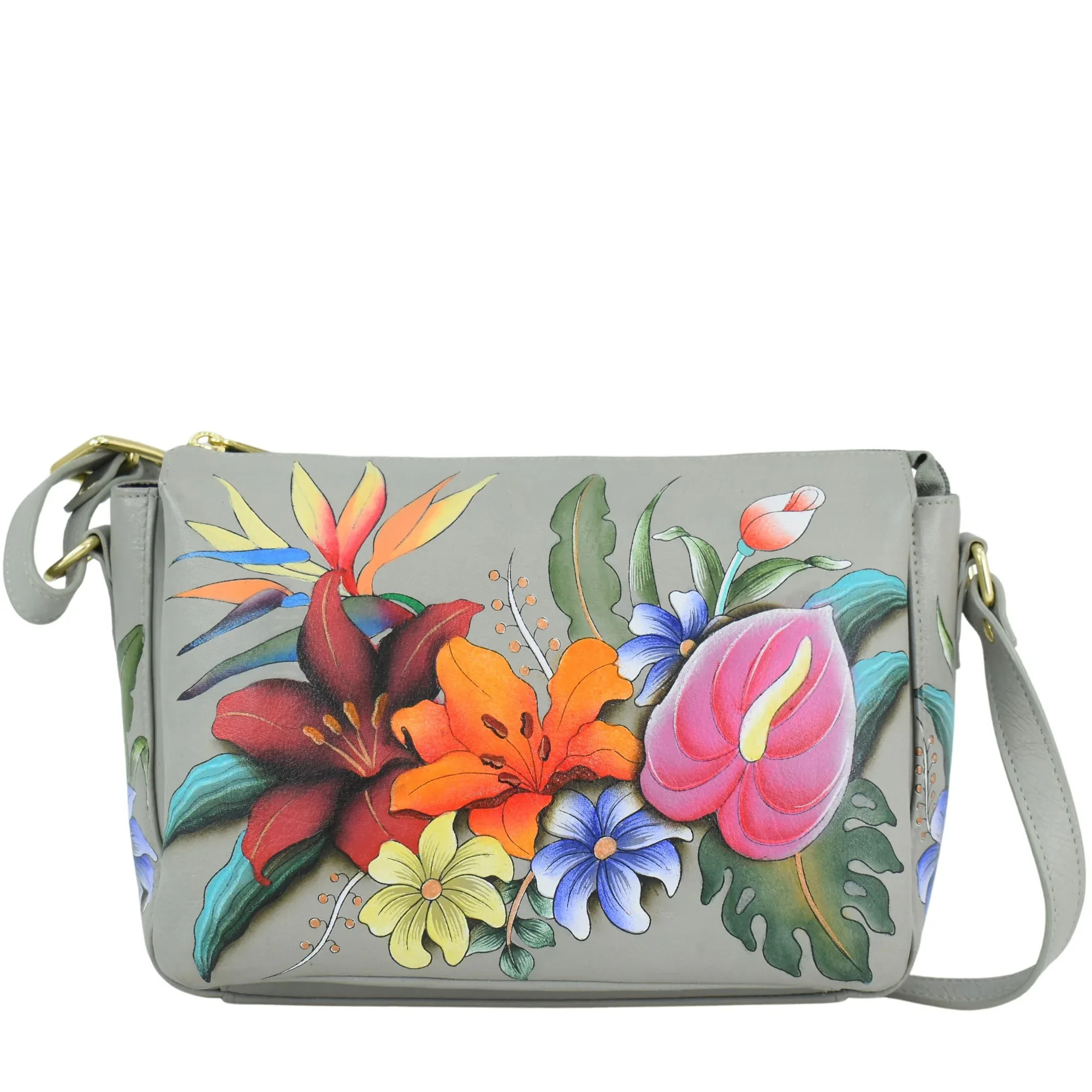 Leather Hand Painted Organizer Crossbody - 7590 | Anuschka 