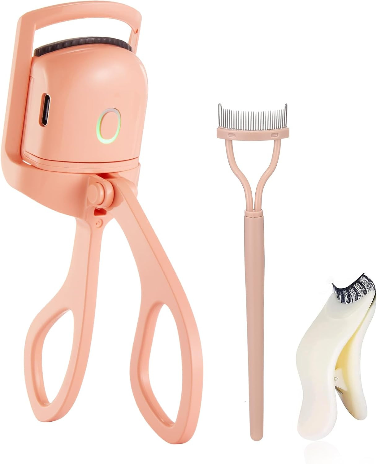 Heated Eyelash Curler, USB Rechargeable Heated Eye Lash Curler with Eyelash Applicator Tool and L... | Amazon (US)