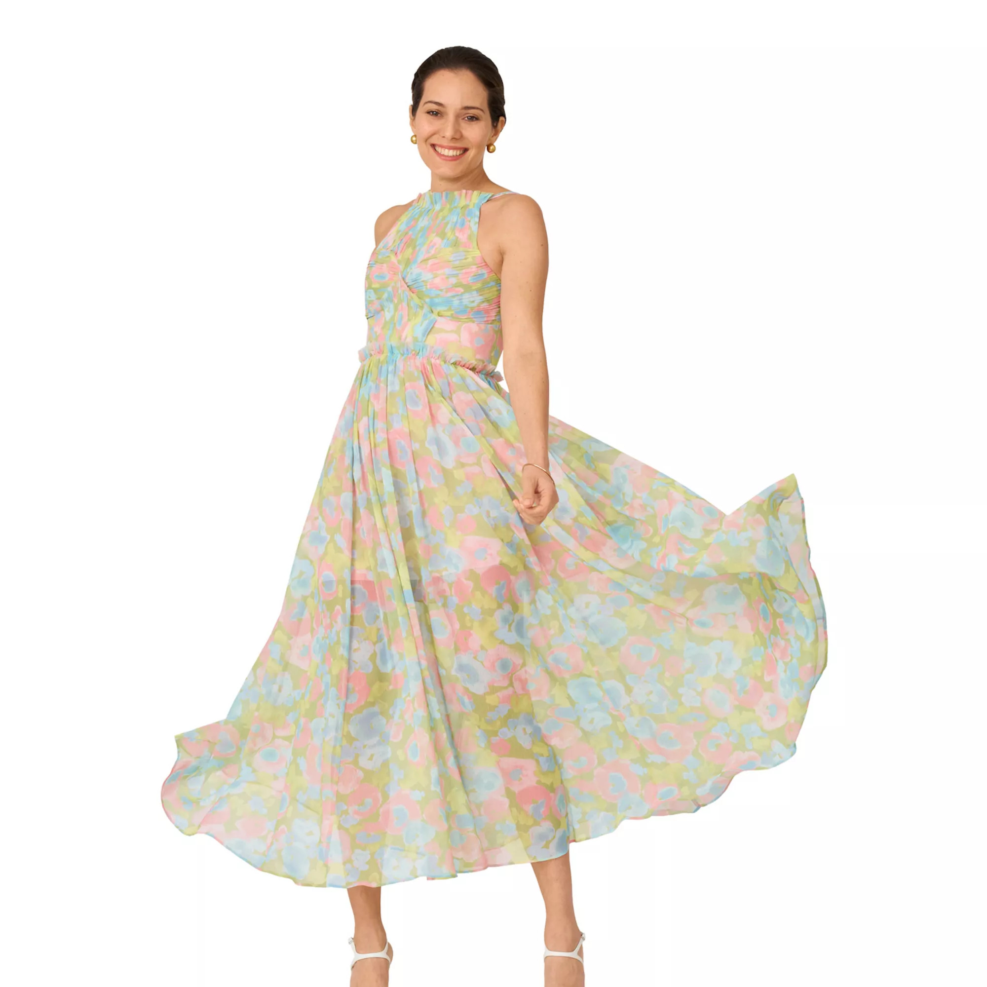 Women's J. Mendel Floral Pleated Bodice Halter Midi Dress | Kohl's