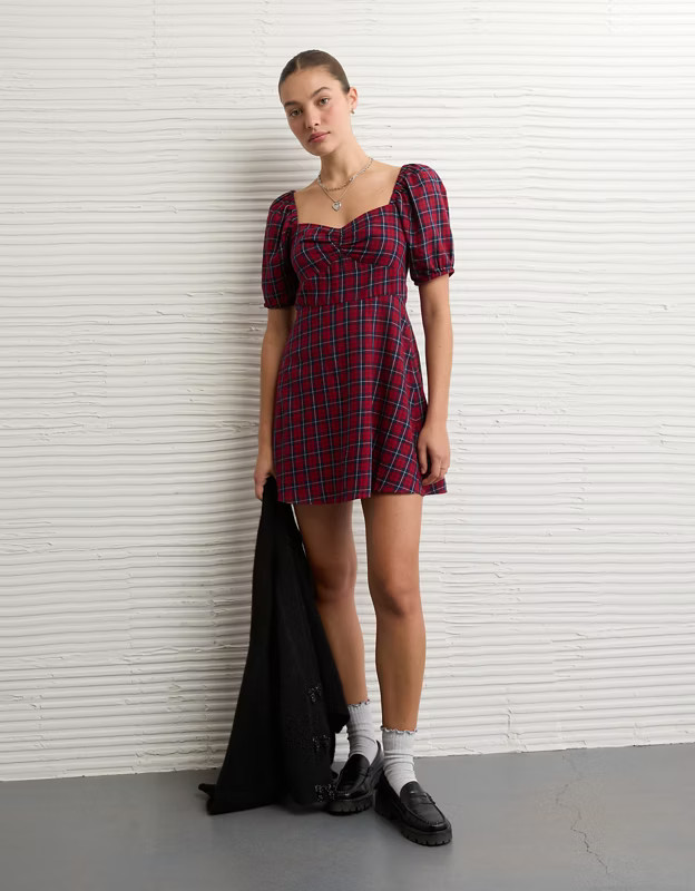 AE Catie Corset Puff Sleeve Mini Dress | American Eagle Outfitters (US & CA)