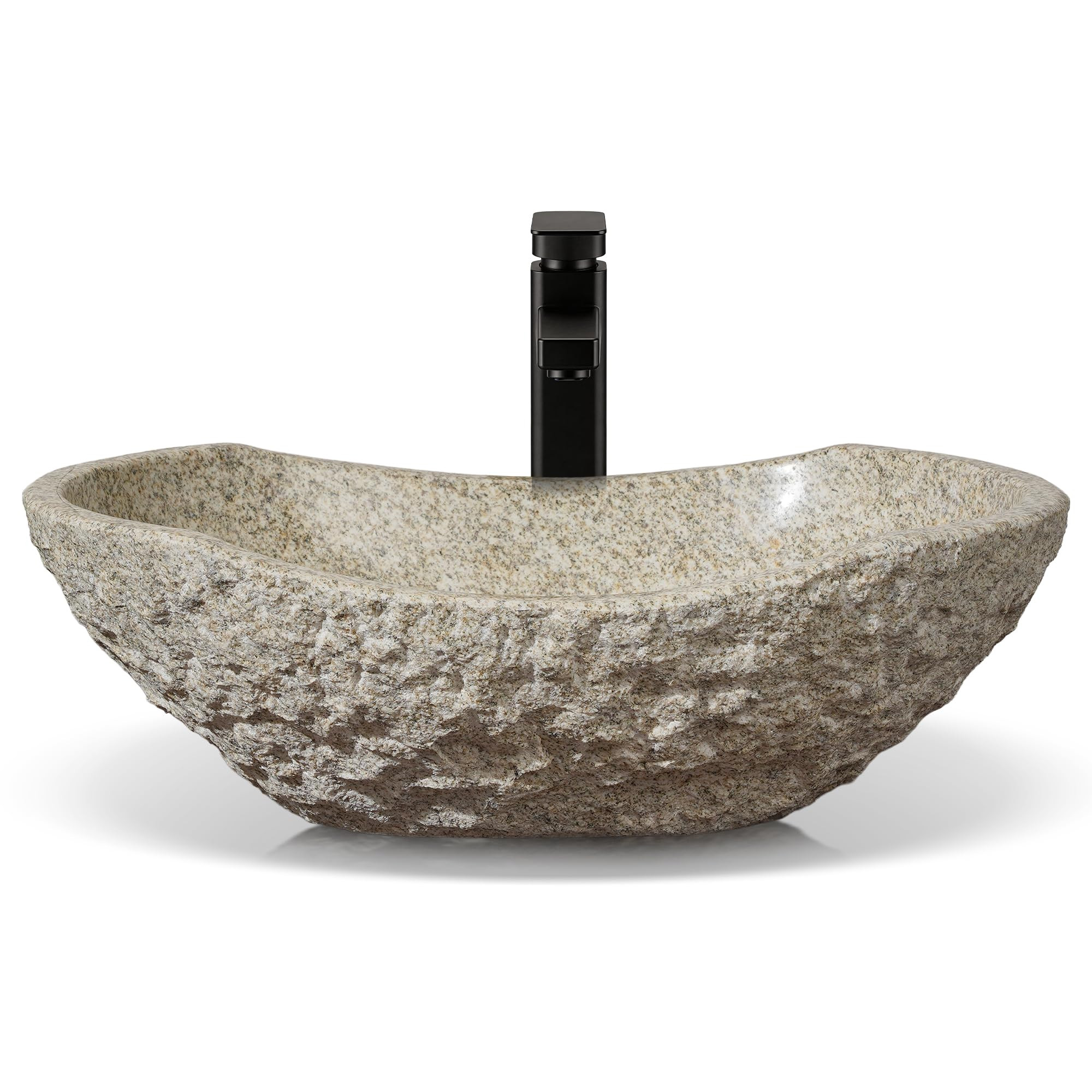 Granite Vessel Sink for Bathroom, 20 inch Hand-carved Natural Stone Above Counter Vanity Sink, Mo... | Amazon (US)