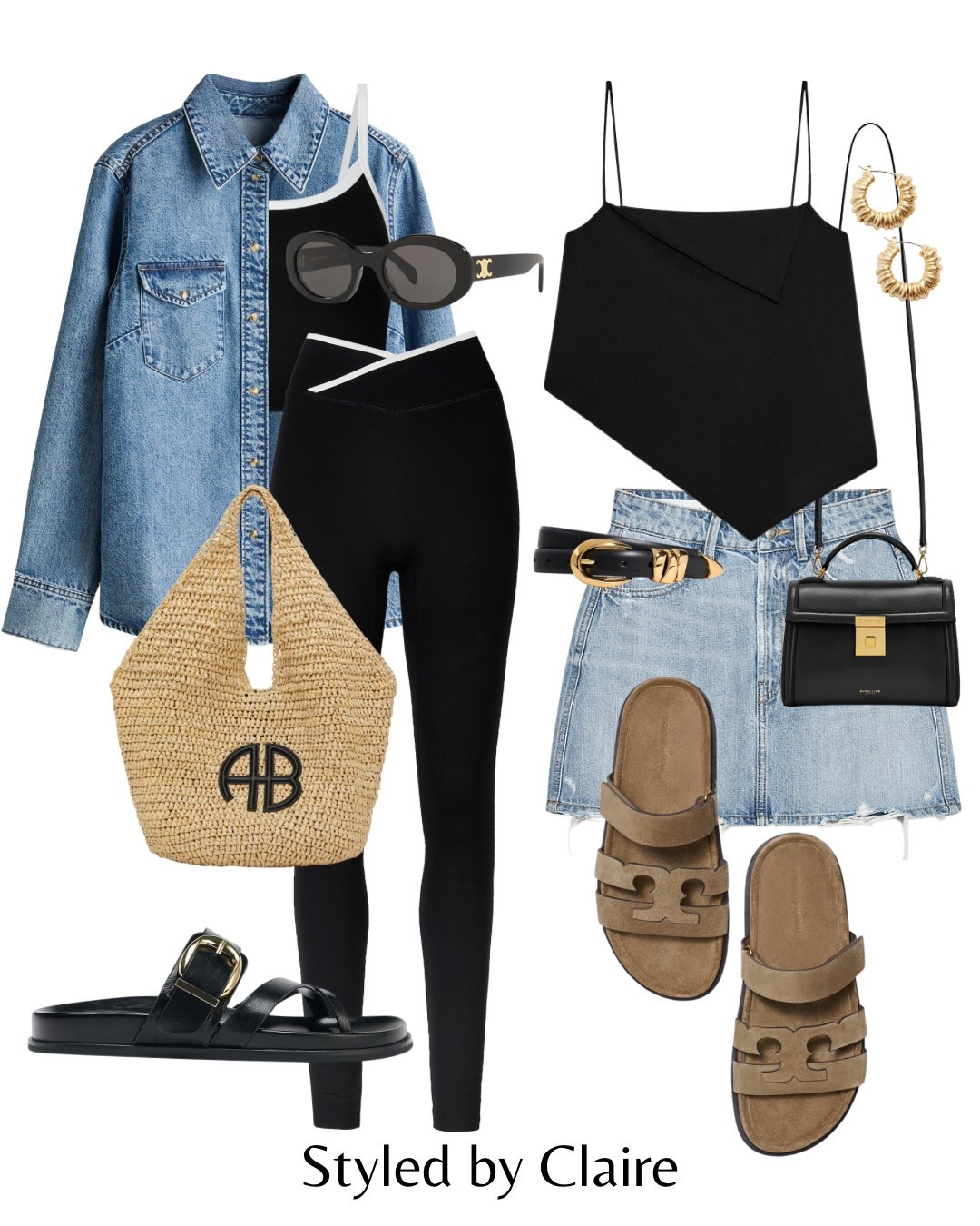 Casual summer days with black, denim & beige🖤
Use code LOVALLCLAIRE10 for discount sidewide
Tags: denim shirt oversized h&m pocket detail raffia bag anine bing leather buckle sandals Tory Burch suede sliders suede lovall sport loungewear set white lining detail crop top leggings Zara asymmetric top skirt demellier London bag fashion inspo outfit ideas chic women’s style city break street Barcelona Ibiza capsule wardrobe essentials

#LTKsummer #LTKstyletip