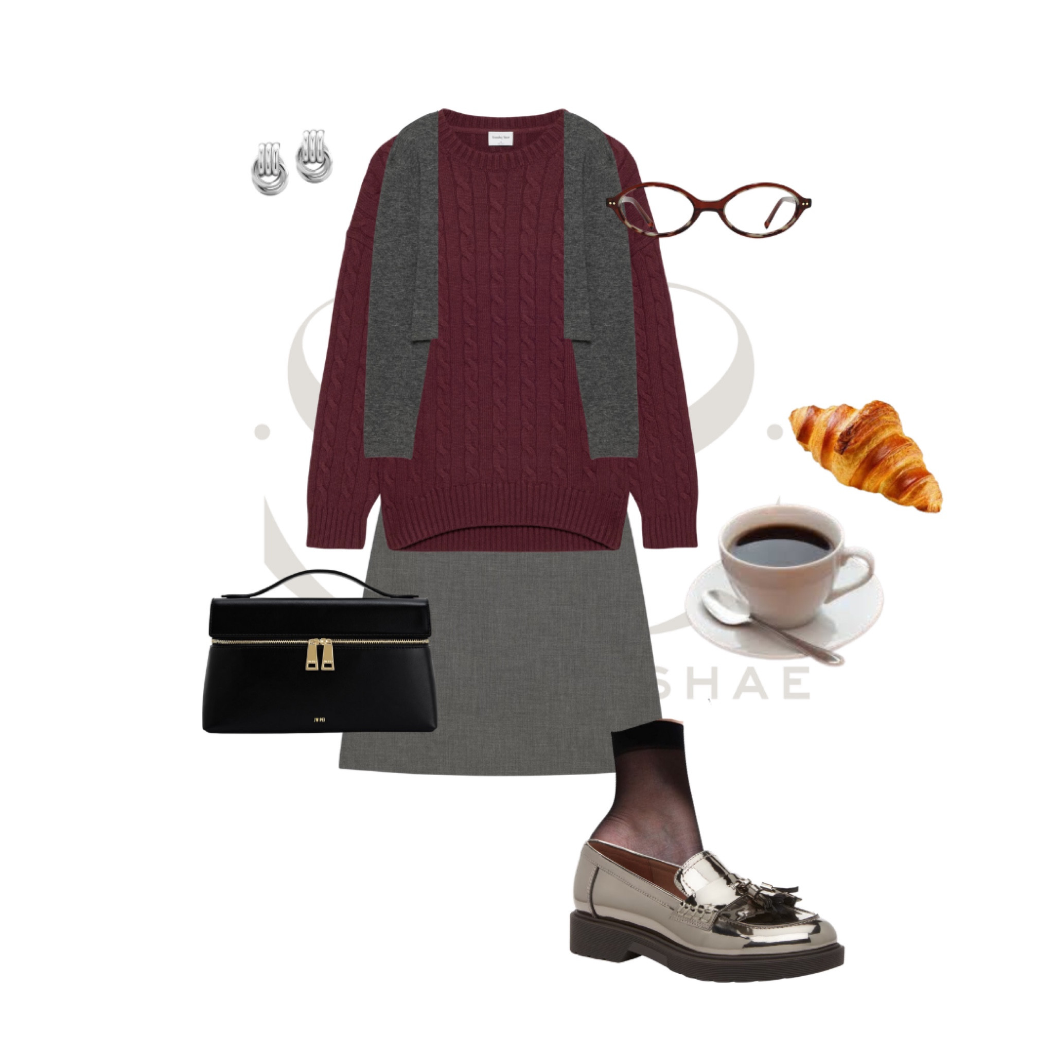 Aritzia Capsule Wardrobe; capsule wardrobe style; white button up, grey mini skirt, black blazer, loafers, suede bag, burgundy sweater 

#LTKstyletip #LTKSeasonal #LTKsalealert