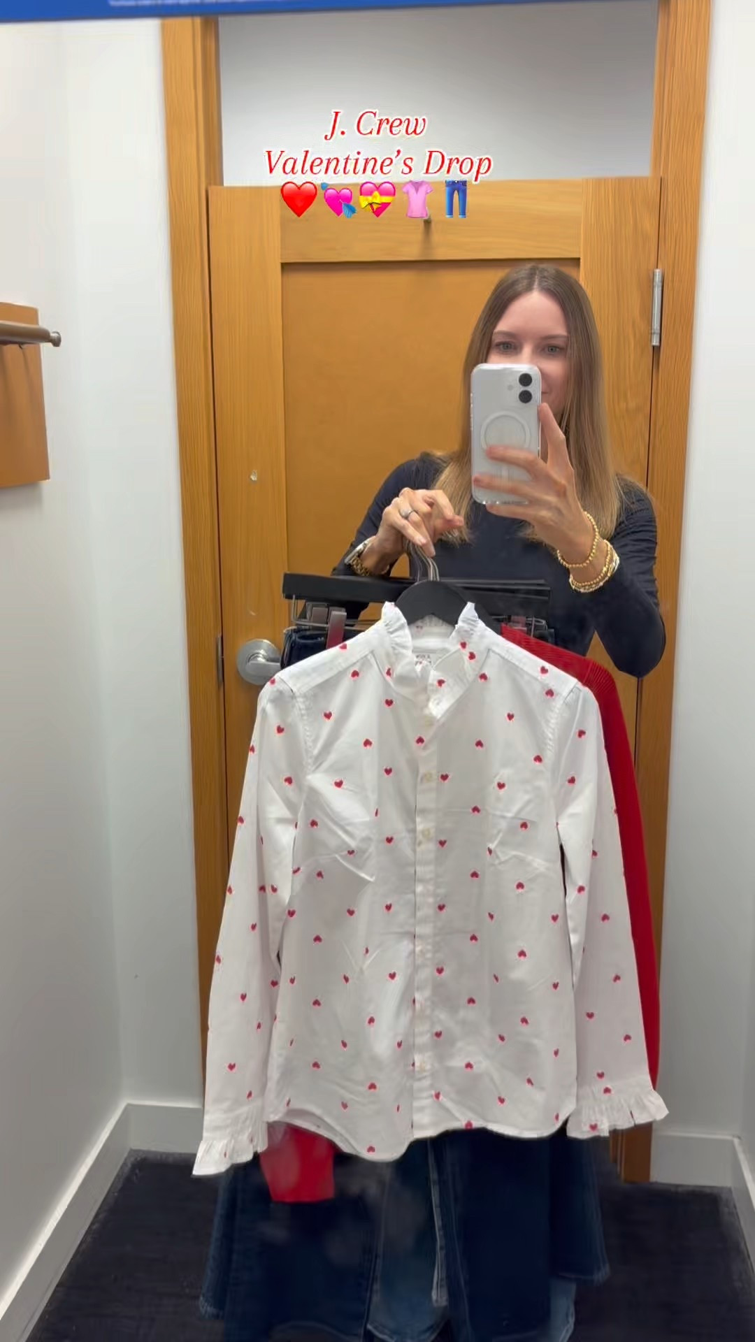 J.Crew Valentine’s Drop Try‑On 💕  
The sweetest heart‑ruffle button‑up, soft pink sweaters, classic denim, a bold red sweater, and the cutest heart accessories — earrings, necklaces, and socks. Feminine, polished, and perfect for February plans.
Everything is linked below for easy shopping.
More Valentine’s outfits + daily style finds coming all week.

@jcrew 

#LTKFindsUnder50 #LTKHoliday

#LTKSeasonal