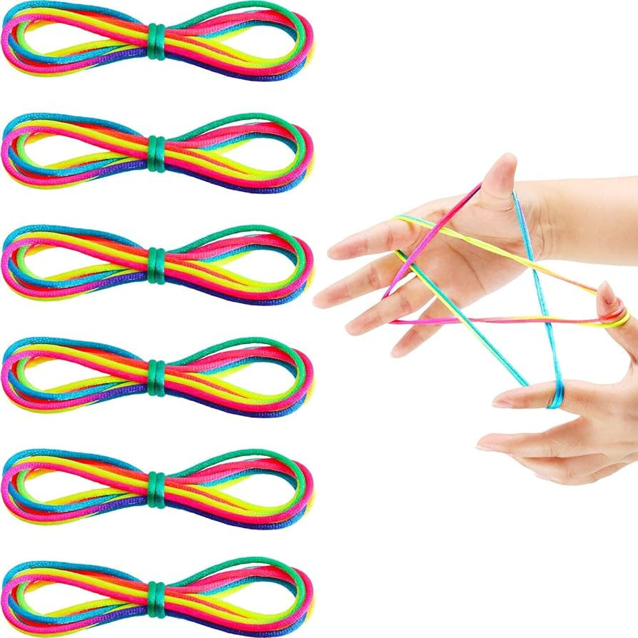 meekoo 6 Pieces Cats Cradle String String Hand Game Finger String Toy Supplies, 165 cm Length, Ra... | Amazon (US)
