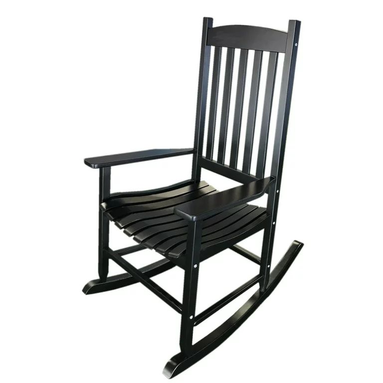 Mainstays Outdoor Wood Slat Rocking Chair, Black | Walmart (US)