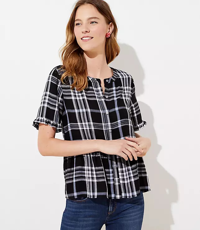 Plaid Peplum Shirt | LOFT