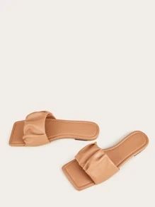 Ruched Wide Fit Slide Sandals | SHEIN