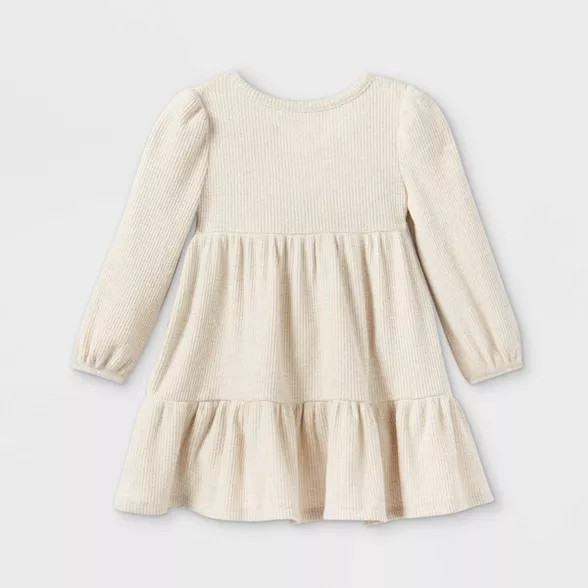 Toddler Girls' Tiered Cozy Long Sleeve Dress - Cat & Jack™ Oatmeal Heather | Target