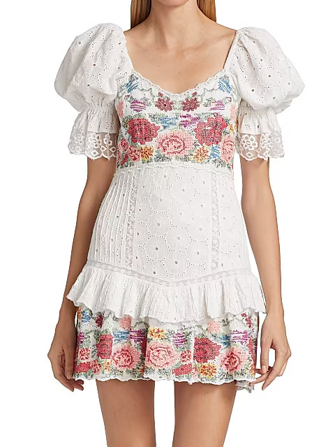 Thressey Eyelet-Embroidered Minidress | Saks Fifth Avenue