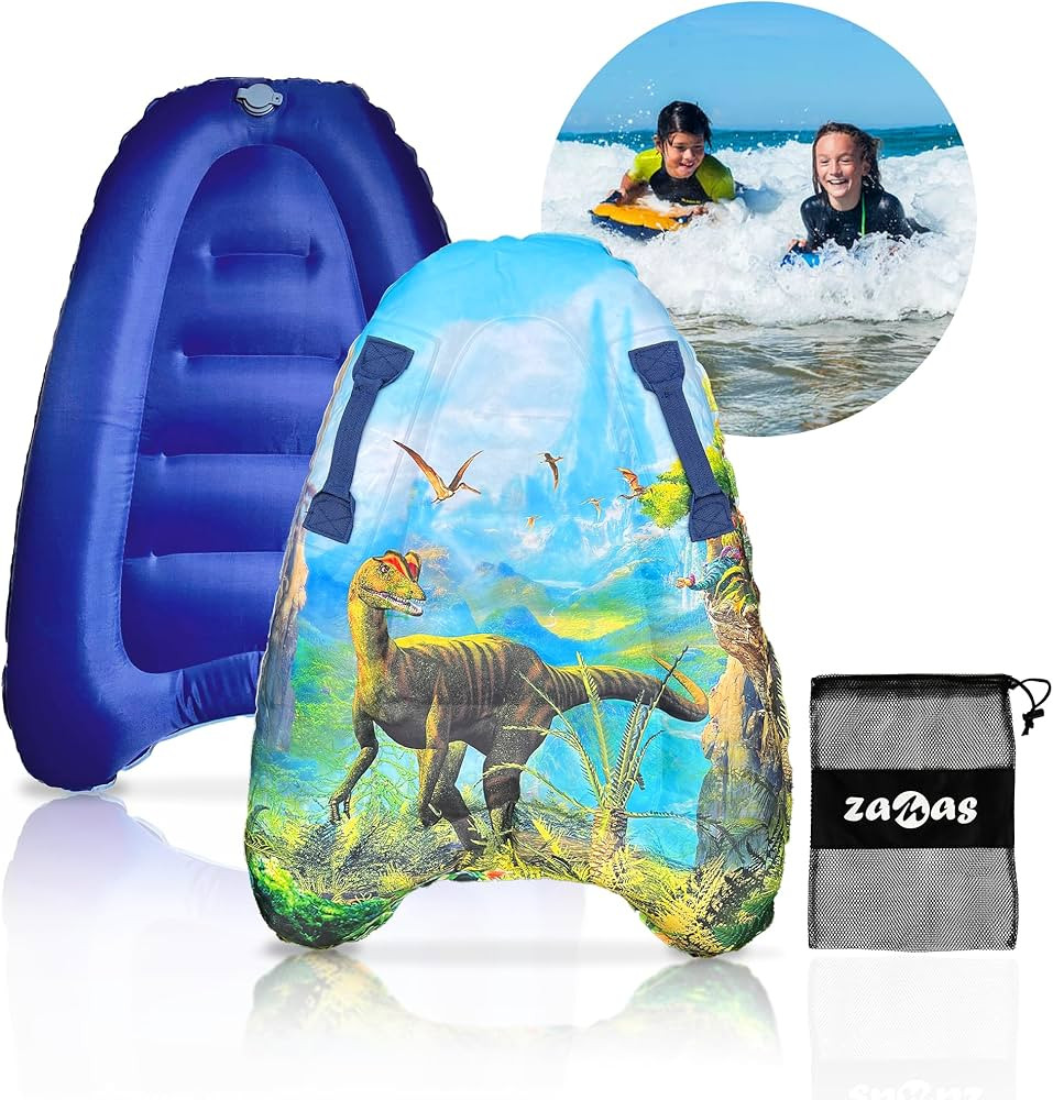 Kids Inflatable Surf Body Board with Handles and New Push-Button Valve, Lightweight Swimming Floa... | Amazon (US)