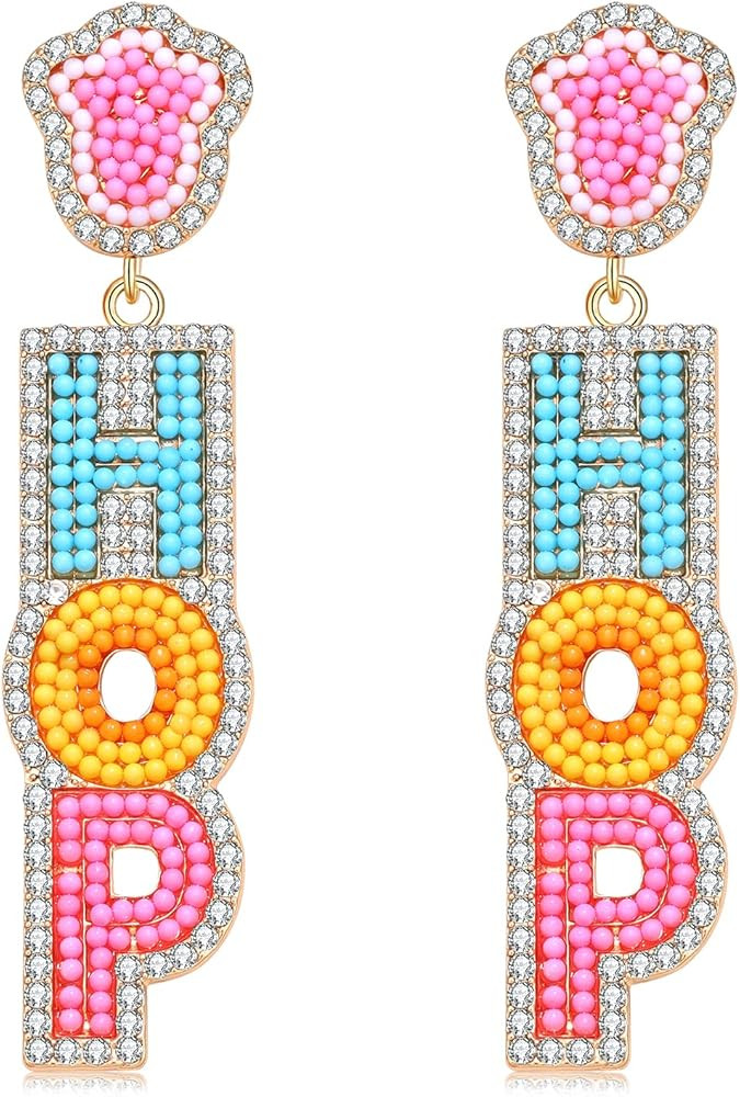 Easter Earrings Beaded Easter Bunny Earring for Women Handmade Cute Rabbit Drop Dangle Earrings E... | Amazon (US)