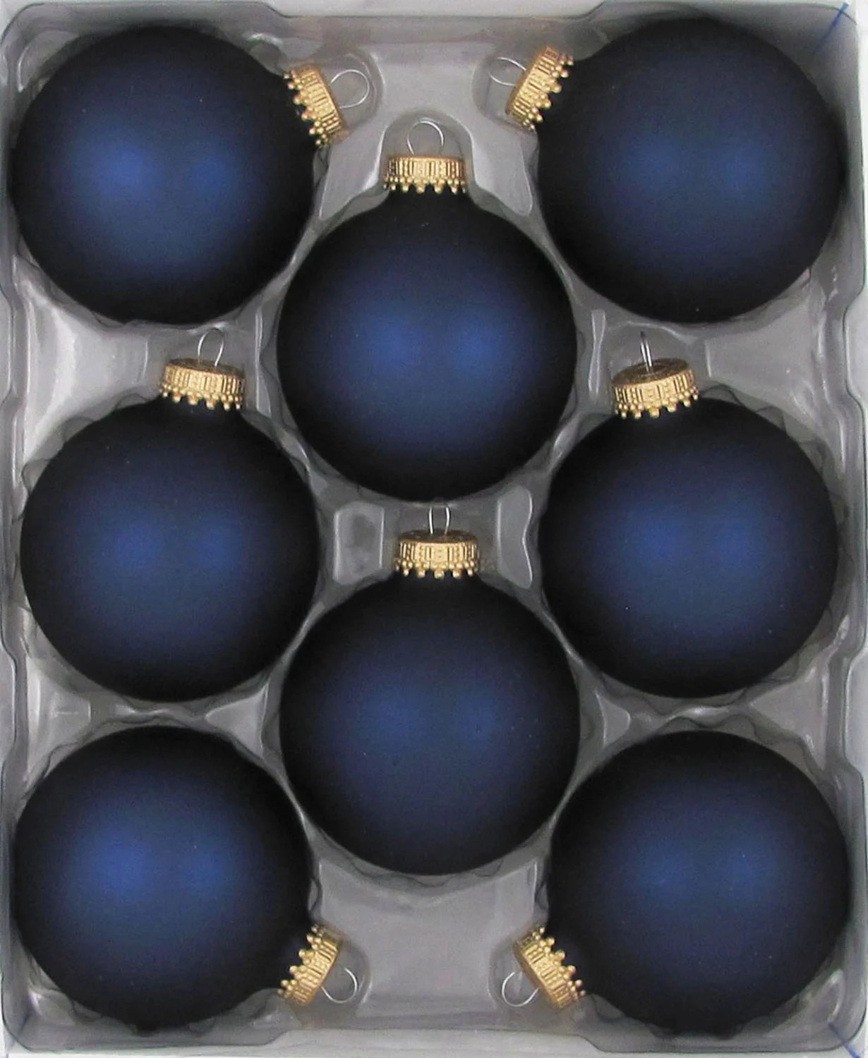 Holiday Time Dark Blue Matte 2 5/8" (67mm) Glass Christmas Ornaments 8 Count - Walmart.com | Walmart (US)