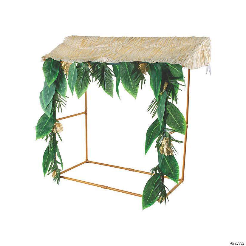45" x 53" Luau Tropical Leaves & Raffia Roof Tabletop Hut with Frame | Oriental Trading Company