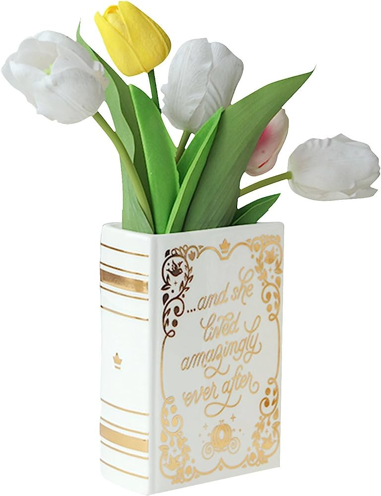 Book Flower Vase, Book-Shaped Decorative Ceramic Vase,Cute Bookshelf Decor for Floral Arrangement... | Amazon (US)