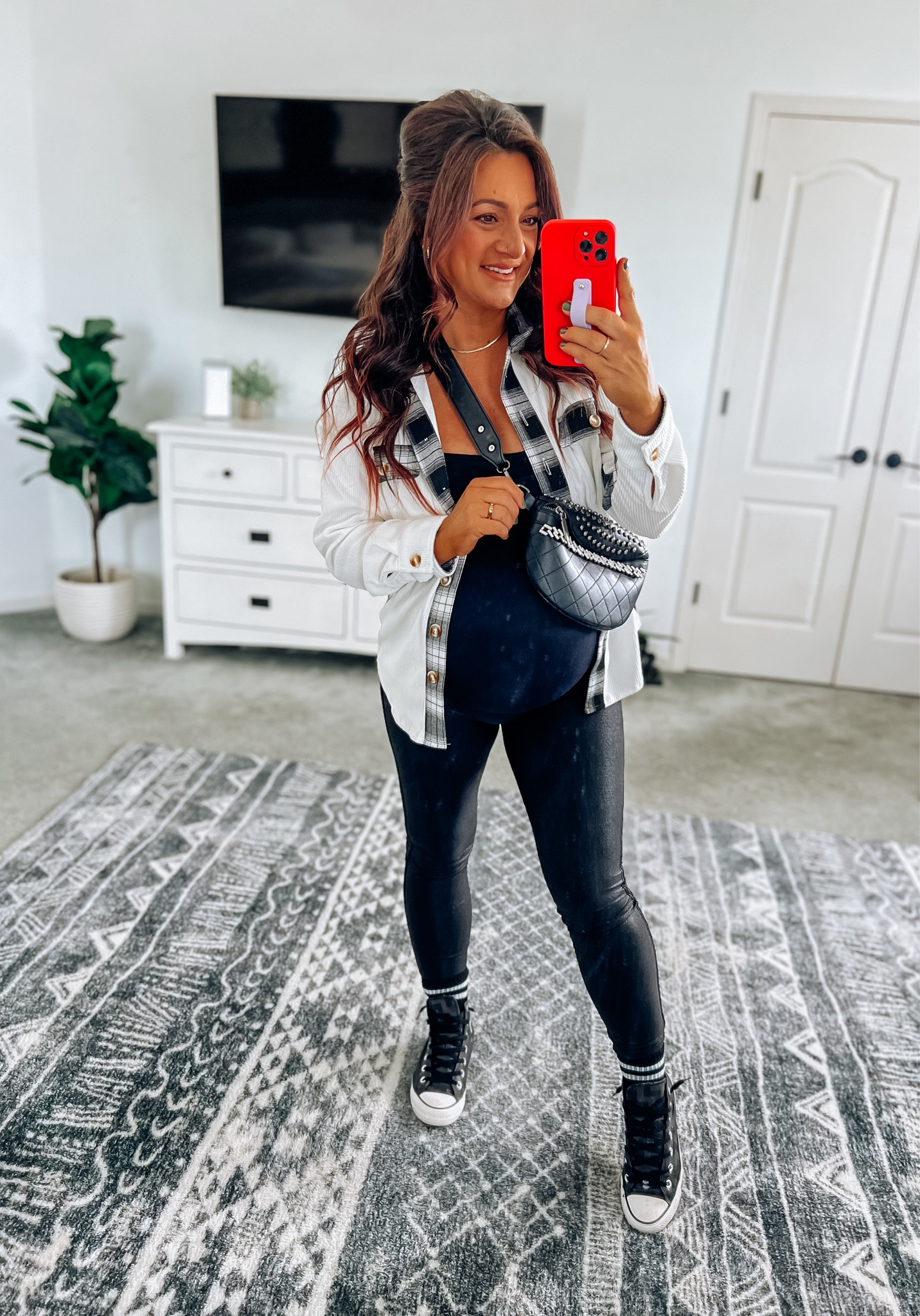 I love the is waffle knit shacket so much I now have it in 3 colors! Slightly oversized and legging friendly 👌 perfect layer for your Fall outfit! Non maternity, but bump friendly. I do the L and XL in these Walmart v necks and they’re great for under sweatshirts, etc! 

#LTKBump #LTKSeasonal #LTKStyleTip