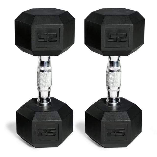 CAP Barbell, 25lb Coated Rubber Hex Dumbbell, Pair | Walmart (US)