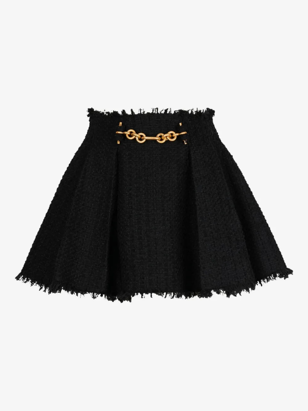 Balmain pleated flared tweed skirt - Black | Farfetch Global