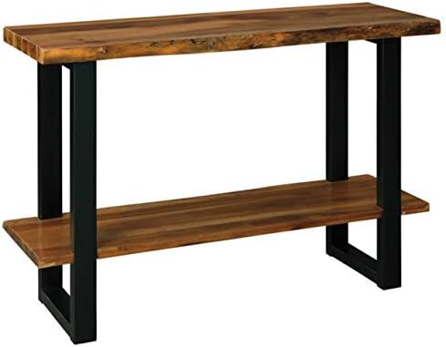 Signature Design by Ashley Brosward Rustic Rectangular Sofa Table with Shelf, Brown & Black with ... | Amazon (US)