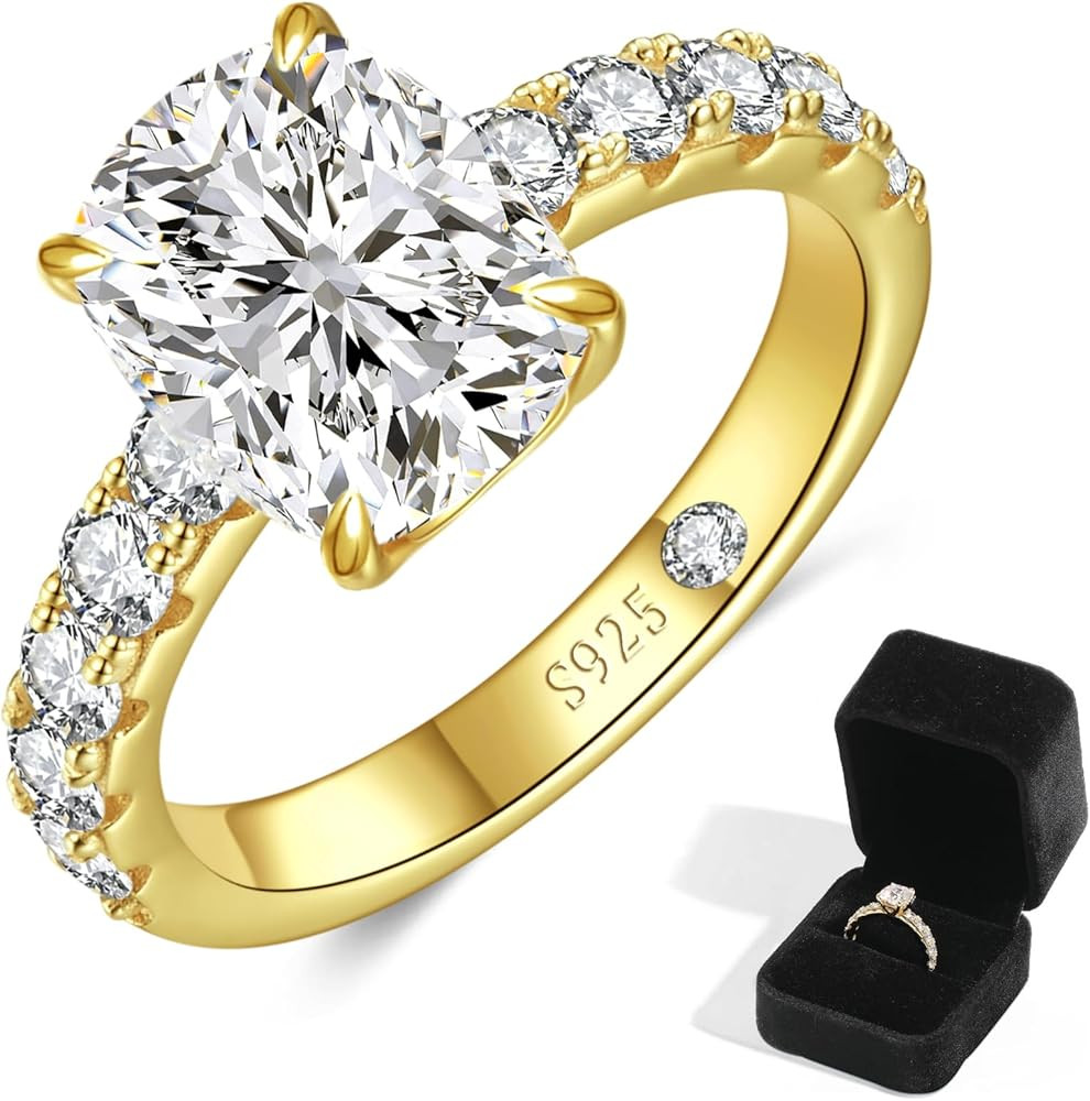 LOIPURI 3CT Moissanite Engagement Rings for Women, Perfect for Romantic Proposal, Elongated Cushi... | Amazon (US)