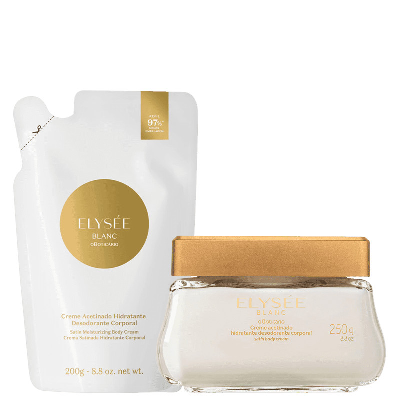 Kit o Boticário Elysée Blanc Creme Acetinado Hidratante Desodorante + Refil (2 Produtos) | Beleza Na Web (BR)