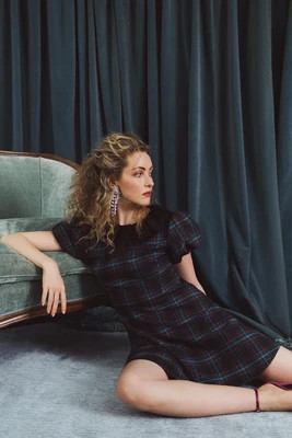 The Antoinette Dress - Gem Plaid Navy Multi Gem Plaid Navy Multi / XXXS | Hill House Home US